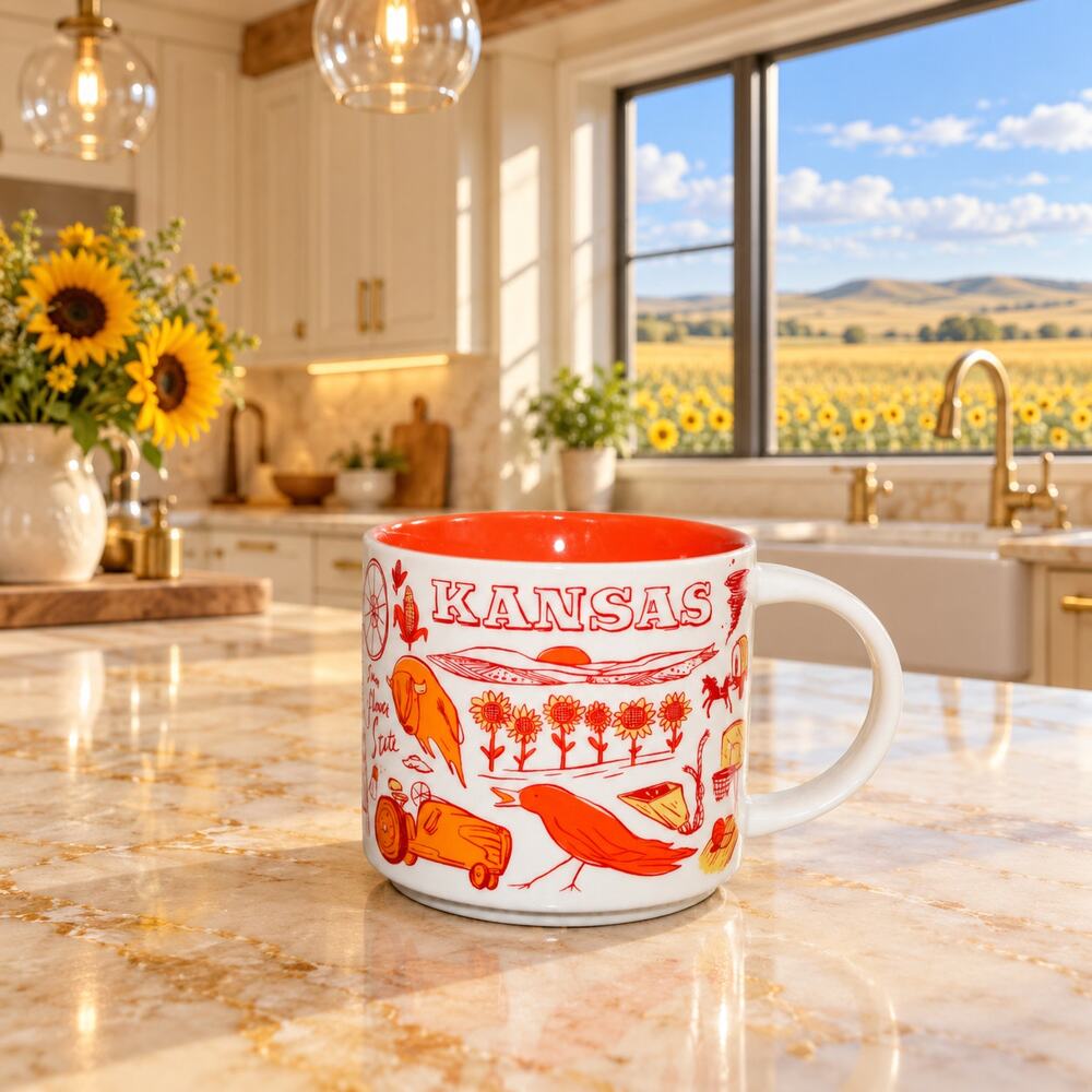 Starbucks KANSAS State Been There Series Across The Globe 14oz Coffee Mug NWT